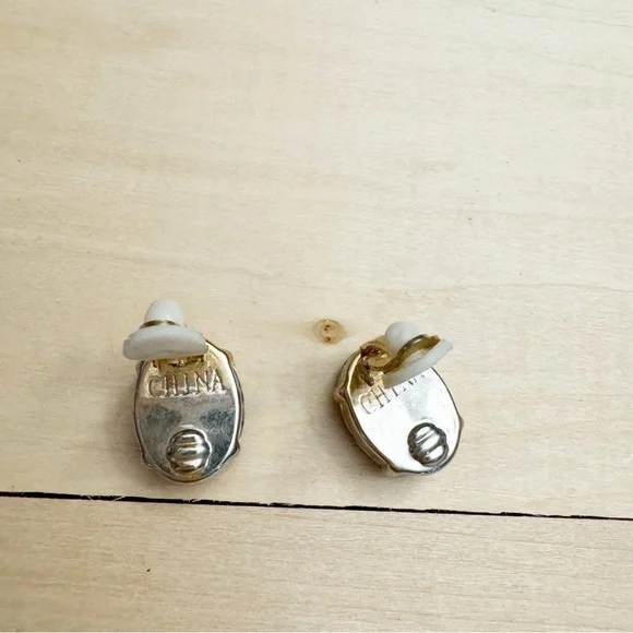 Stunning Vintage Large Root Beer Brown Rhinestones ClipOn Earrings Made in China - Picture 7 of 7